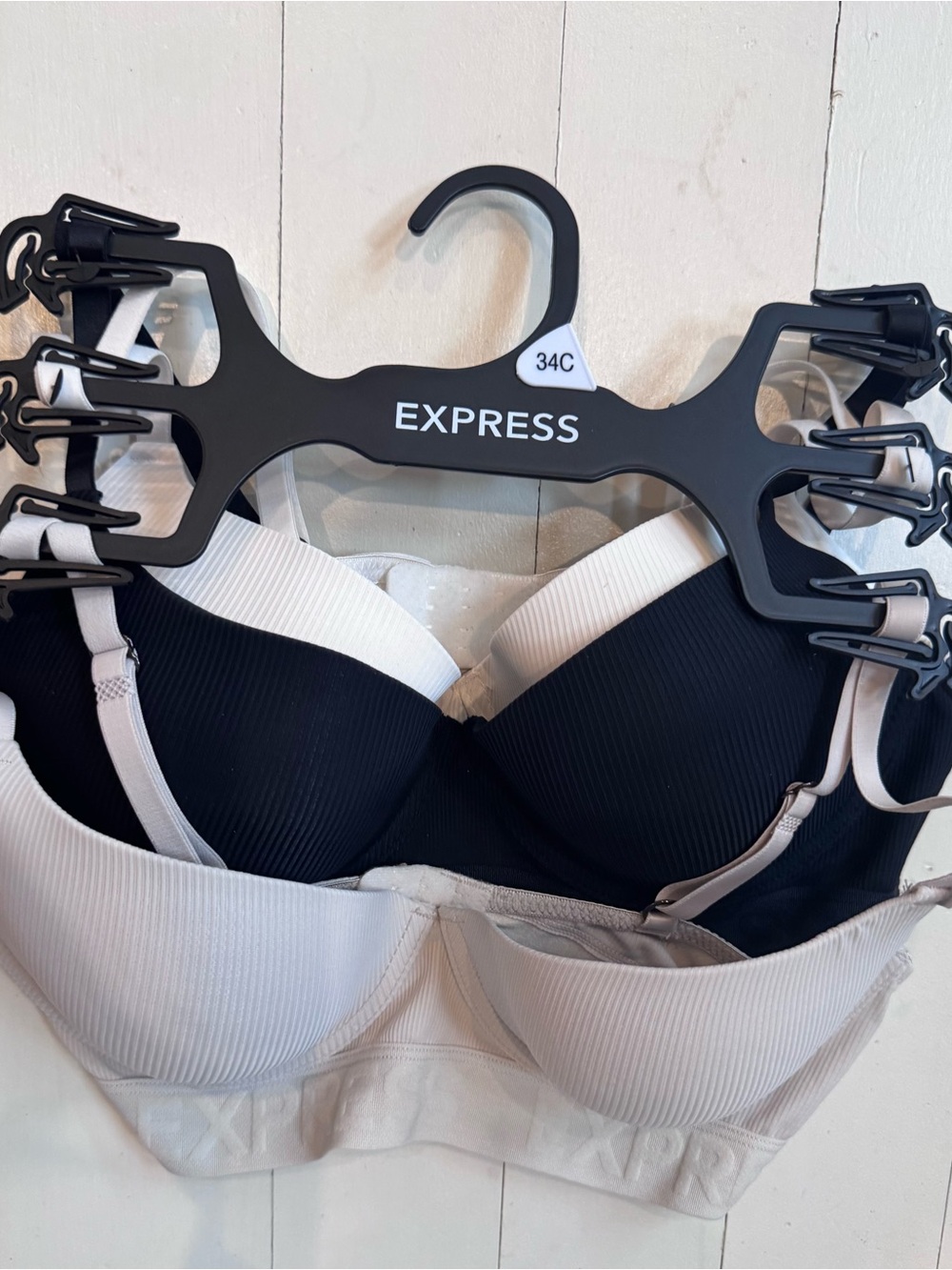Express Women's Ribbed Bras - Black, White & Cream